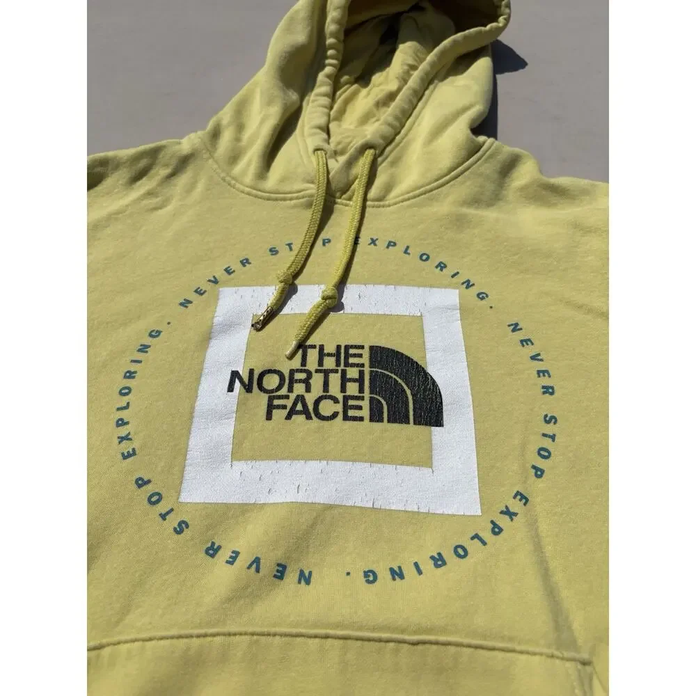 The North Face Yellow Graphic Logo Fleece Pullover Hoodie w/ Pockets Men's L